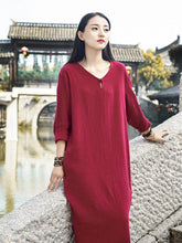 Soft 3 Colors Ramie Cotton Long Dress
